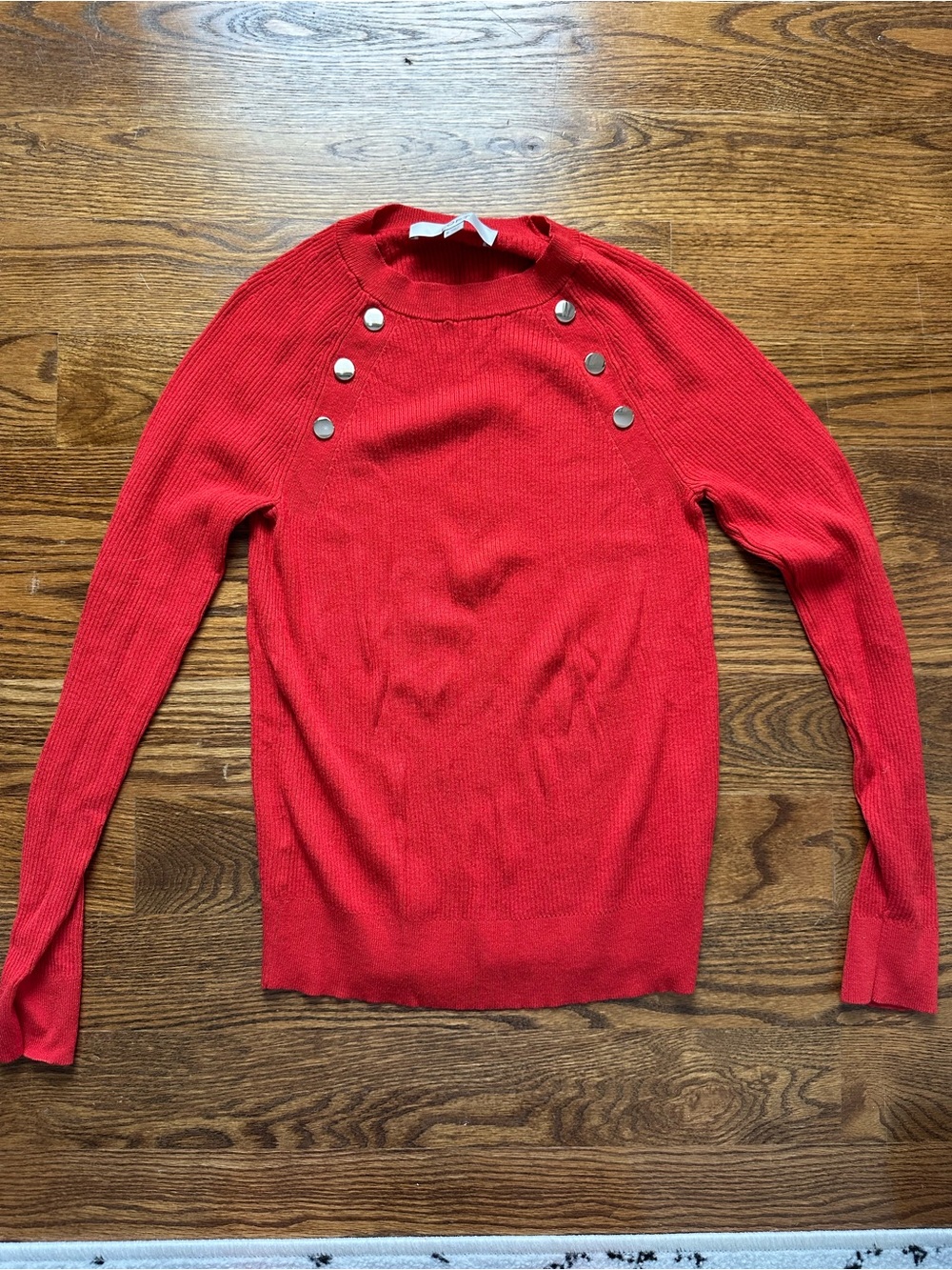 Red Button-Accent Women's Sweater